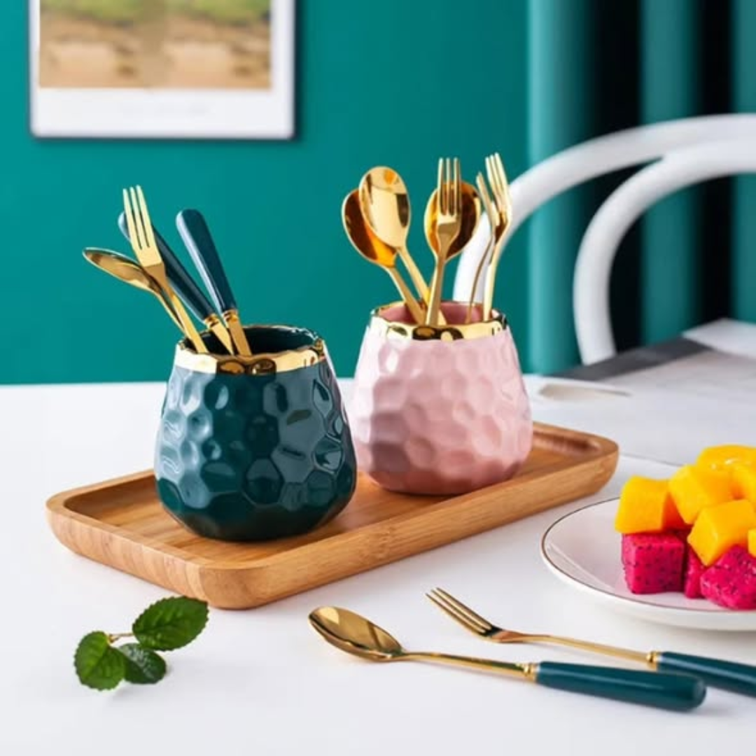 Nordic Light Luxury Fruit Fork and Spoon Ceramic Storage Tank