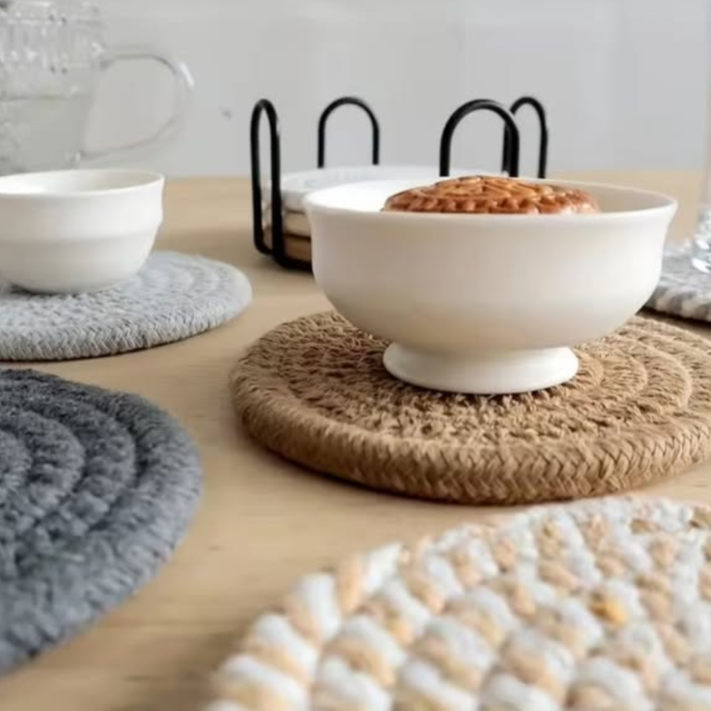 8pcs Absorbent Cotton Woven Drink Coasters