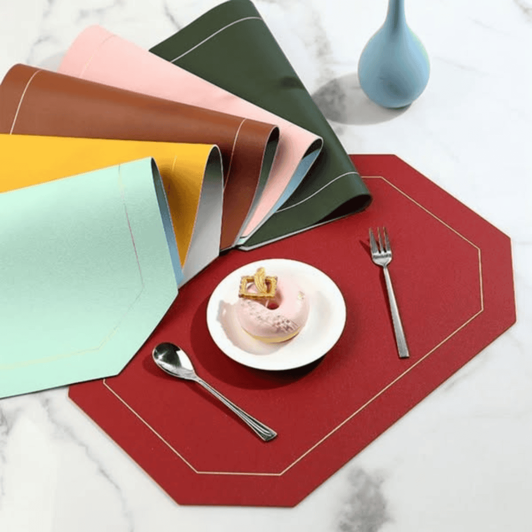 6pcs Double Sided PU Leather Nordic Style Antislip Tablemats