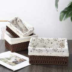 Woven paper rope baskets