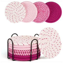 8pcs Absorbent Cotton Woven Drink Coasters
