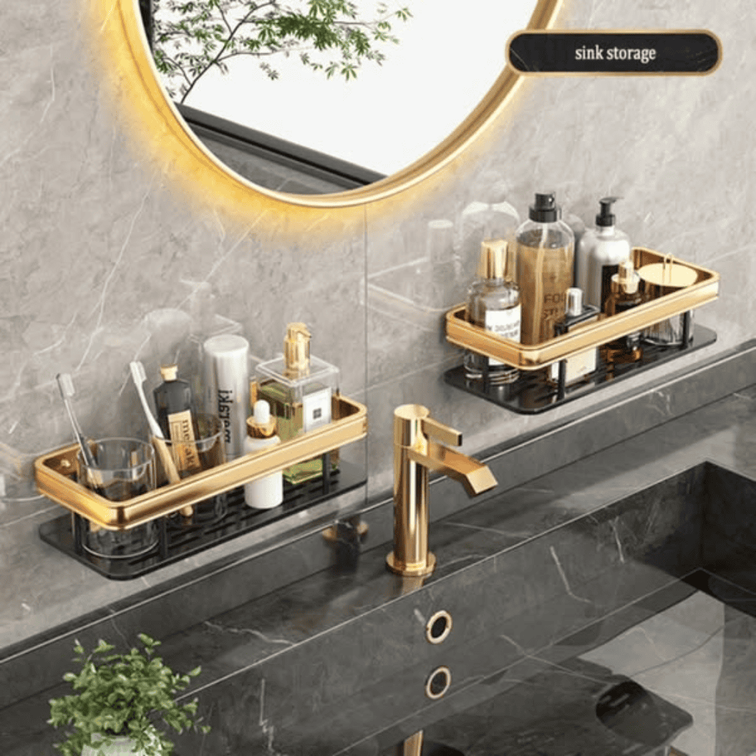 2pcs Luxury Wall Mounted Bathroom Shelf