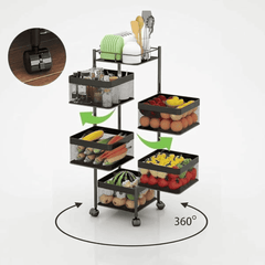 5 Layer Mesh Rotating Trolley Storage Organizer