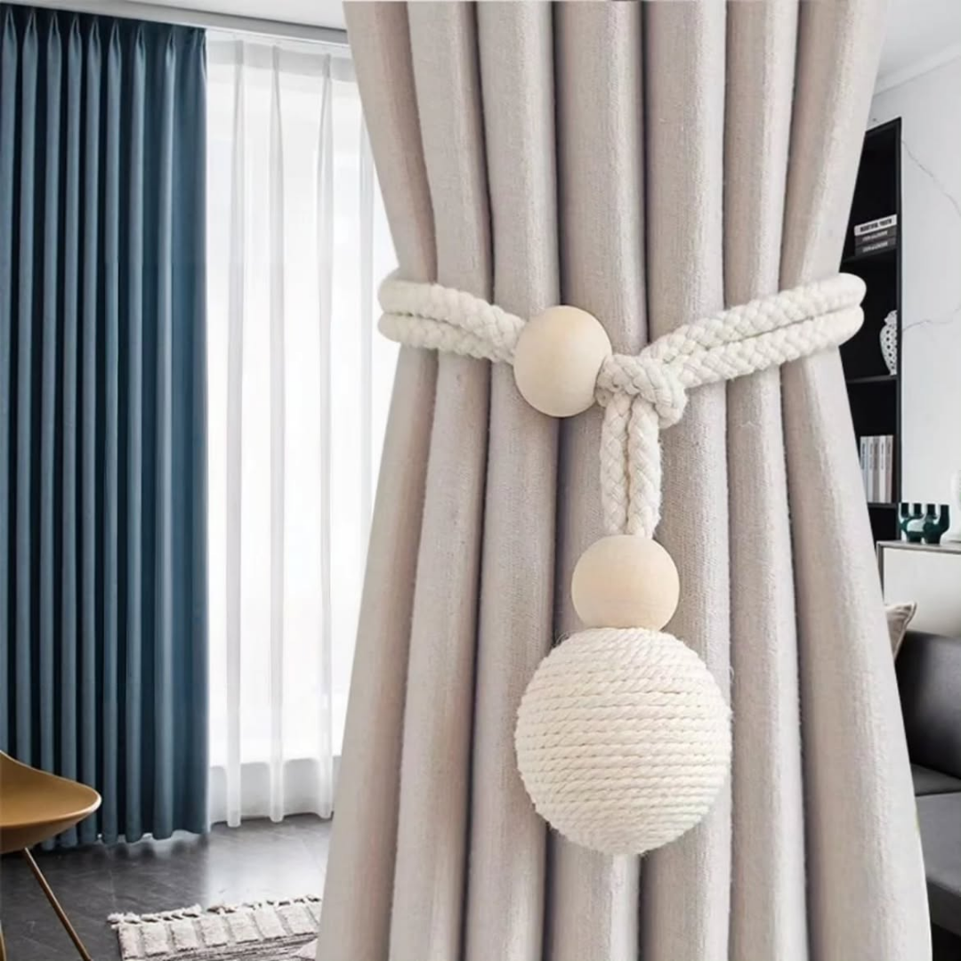 2pcs Nordic Style Cotton Rope Curtain Tiebacks