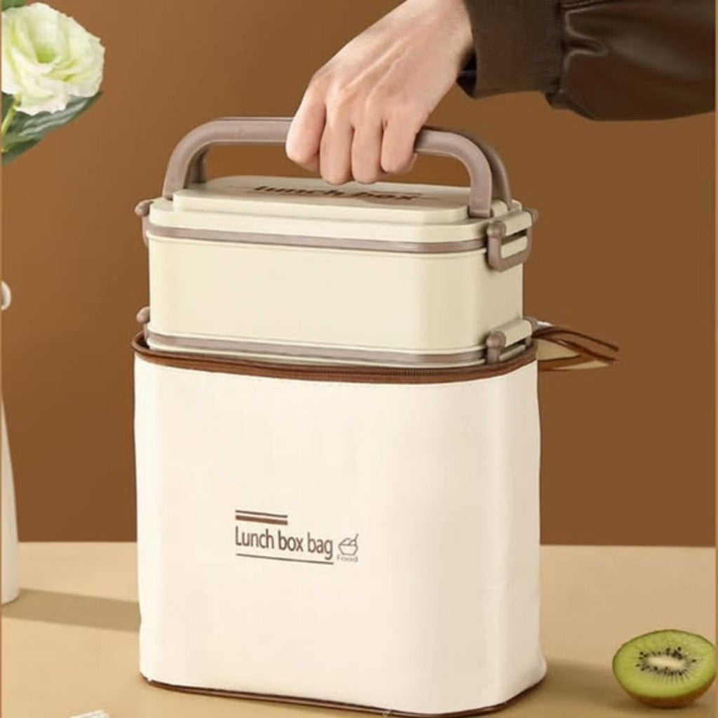 Double Layered Lunch Box With Matching Lunch Bag