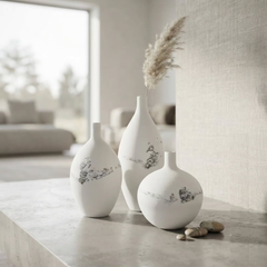 3PCS Small Neck Glossy Wave Vase Set