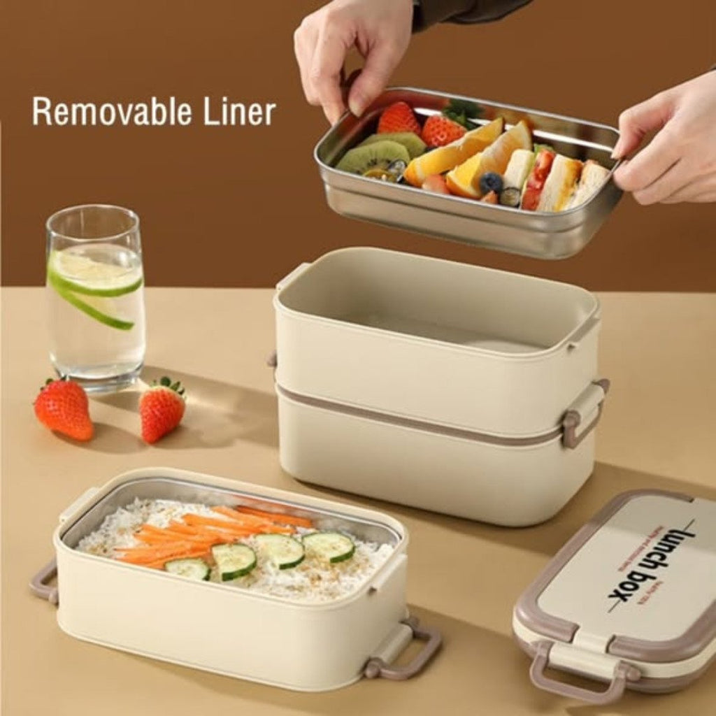 Double Layered Lunch Box With Matching Lunch Bag