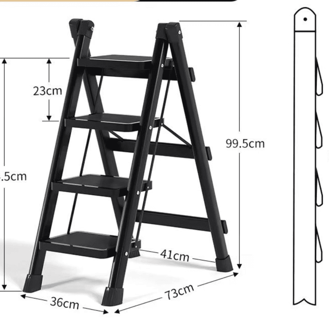 Anti-Slip Black Foldable Stepper Ladder