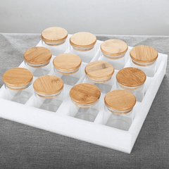 12pc Round Glass Spice Jars Set with Bamboo Lids
