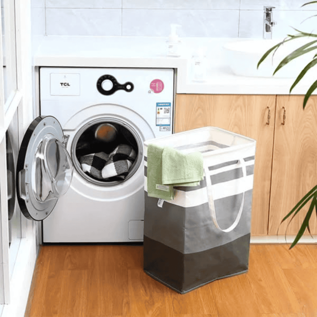 Collapsible Large Capacity Laundry Basket with Steel Handle