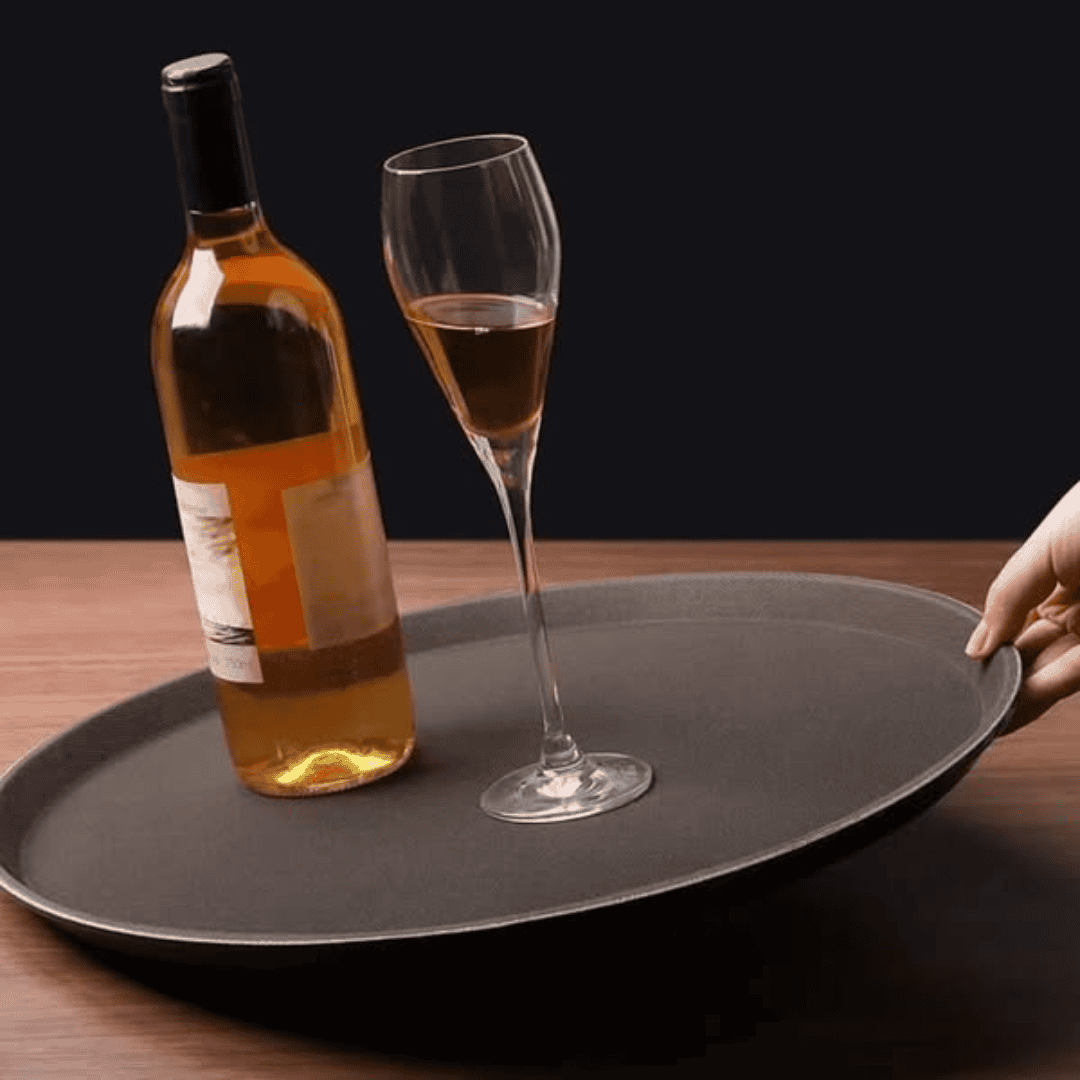 Round Non-Slip Rubber Serving Tray