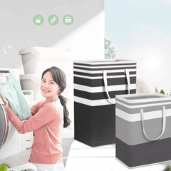 Collapsible Large Capacity Laundry Basket with Steel Handle
