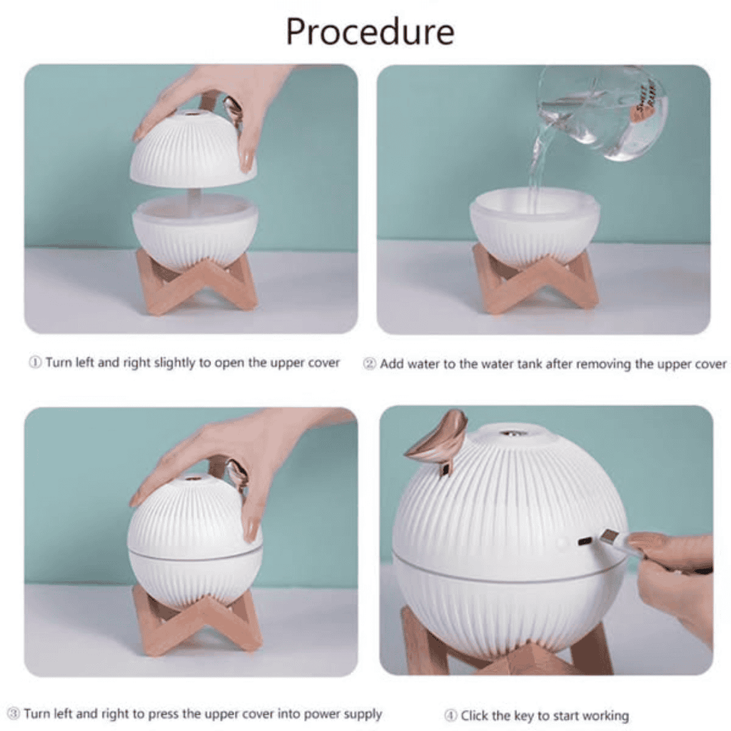 Ultrasonic Air Humidifier Diffuser with Wooden Stand