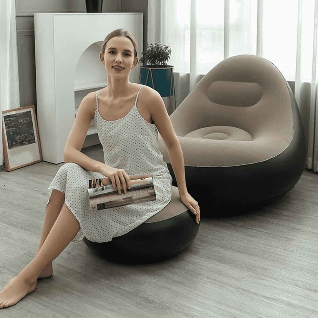 Inflatable Seat with Foot Rest and Free Pump