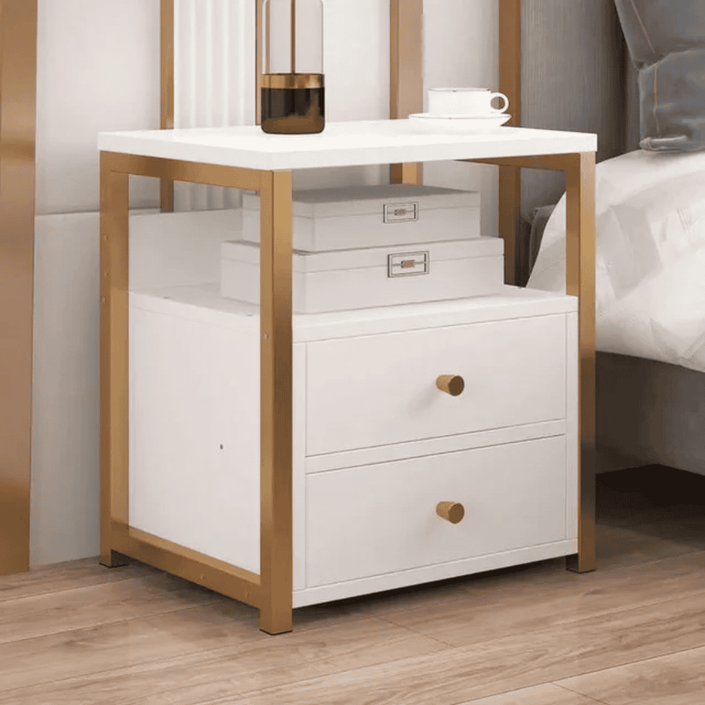Nordic Luxury Double Drawer Bedside Cabinet