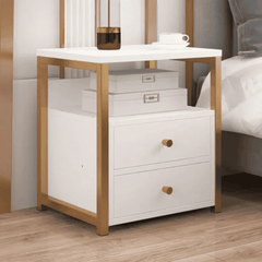 Nordic Luxury Double Drawer Bedside Cabinet