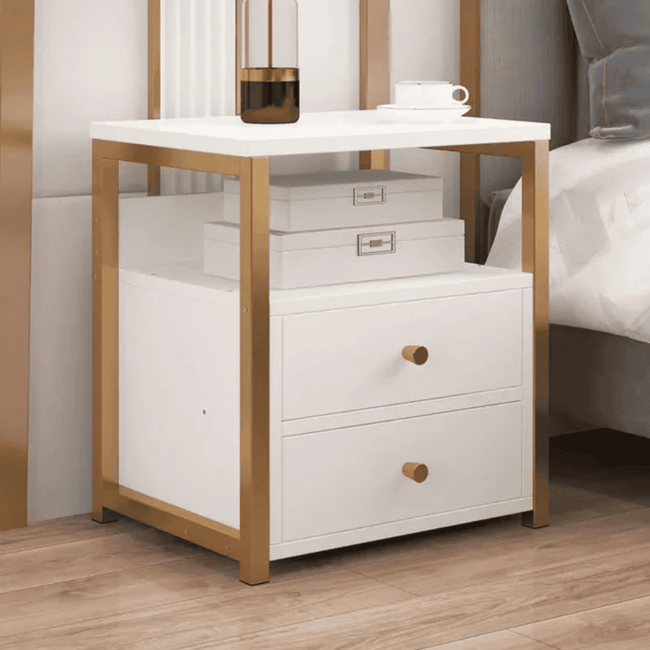 Nordic Luxury Double Drawer Bedside Cabinet