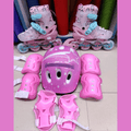 Full Set PU Wheeled Skates with Guards and Soft Helmet