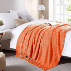 Knitted Throw Blankets with Tassel
