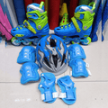 Full Set Hard Boot Skates with Rubber Wheels - Blue