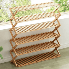 6-Tier Foldable Bamboo Shoe Rack