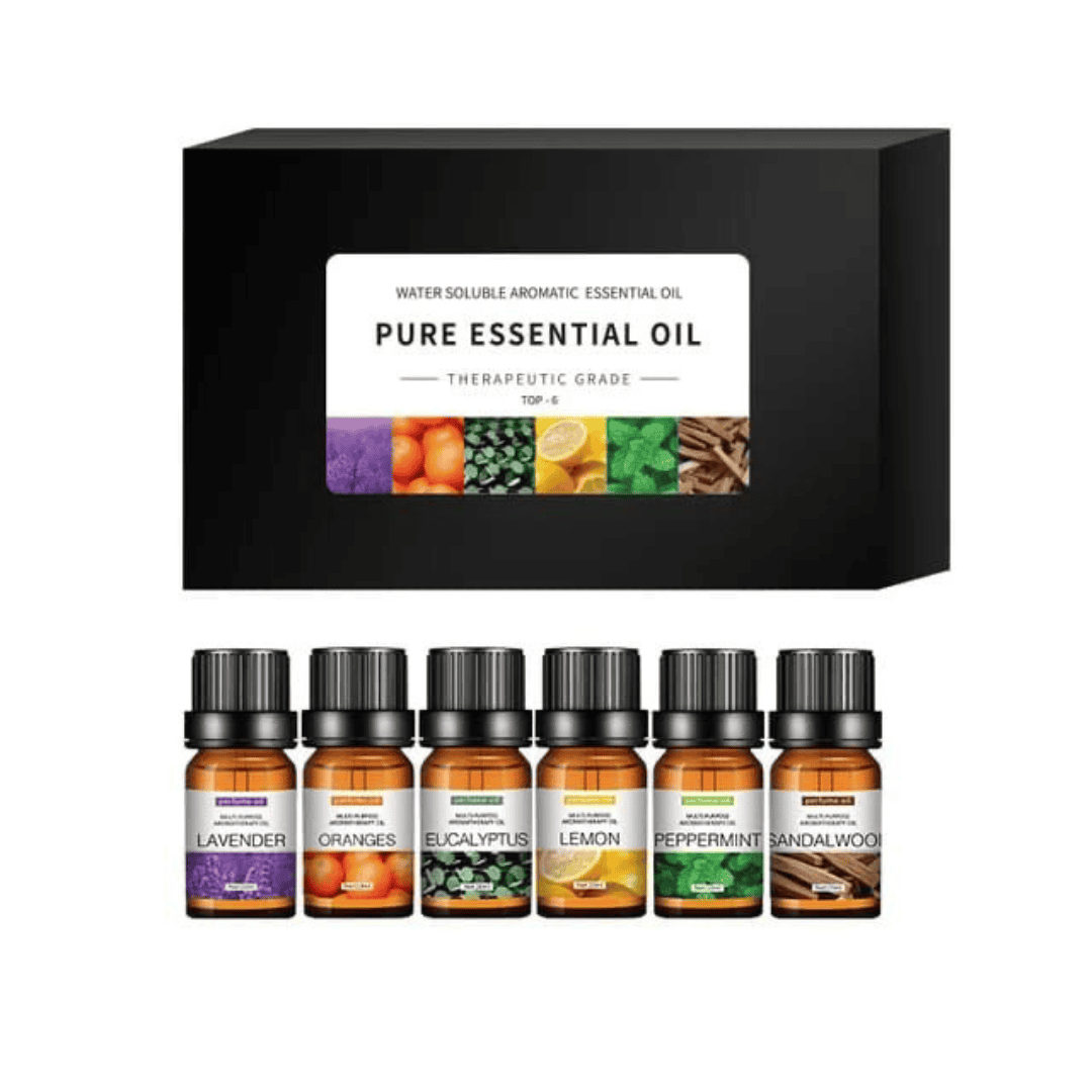 6pc set of 100{2065b22fa491b266a992e40606aaf4f3b30023166bdd0a41802df372cc64f91d} Pure Natural Aromatherapy Essential Oils