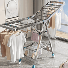 Black Movable Outdoor Drying Rack 1.7M with Wheels