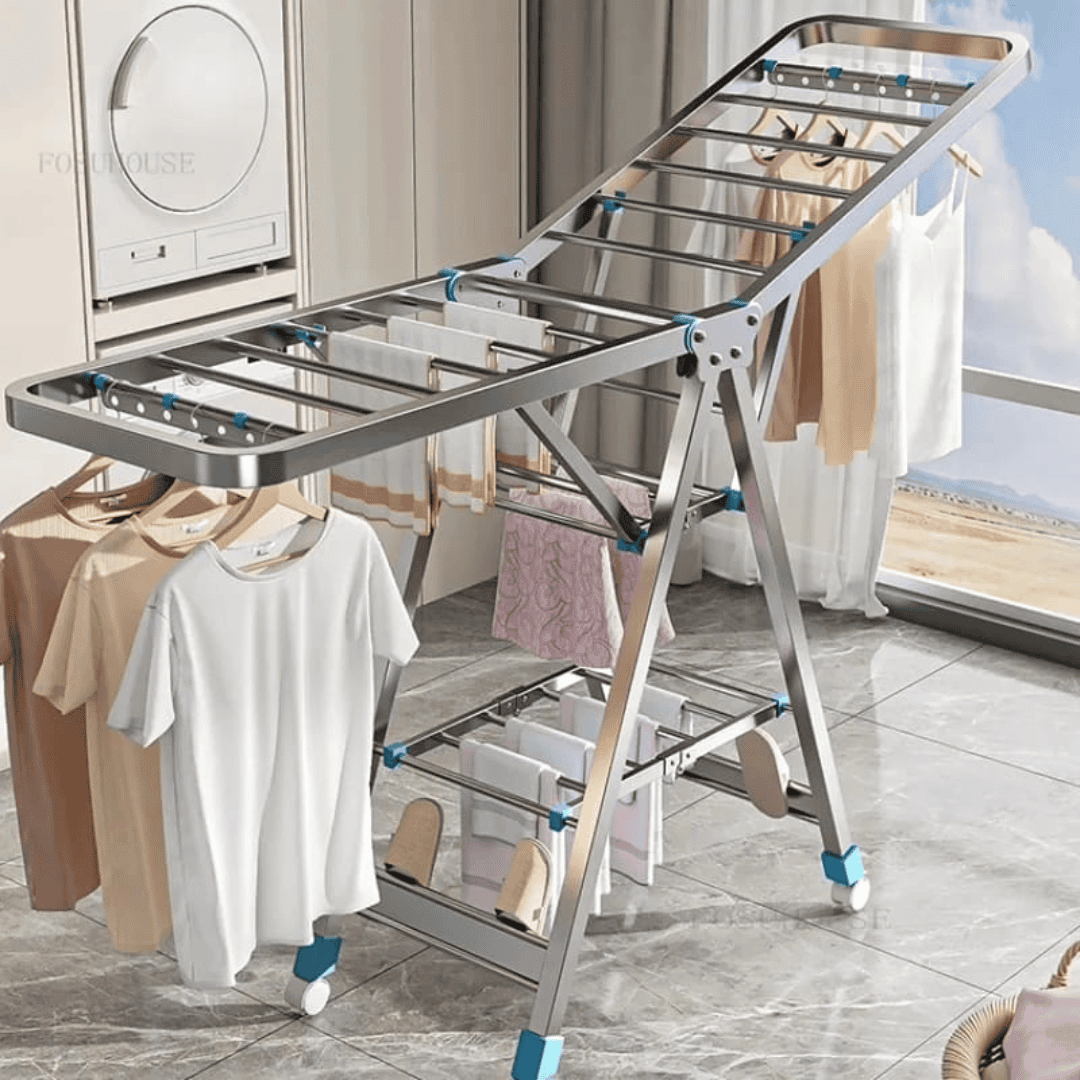 Black Movable Outdoor Drying Rack 1.7M with Wheels