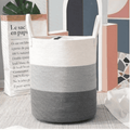 Cotton Rope Basket White Light Gray and Dark Gray Large Storage Basket with Handles