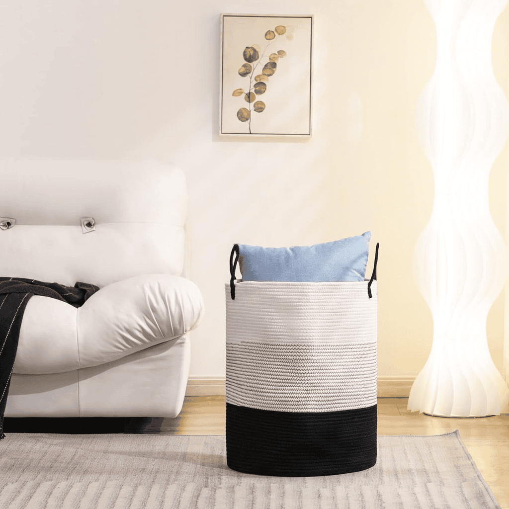 Black-White Cotton Rope Basket