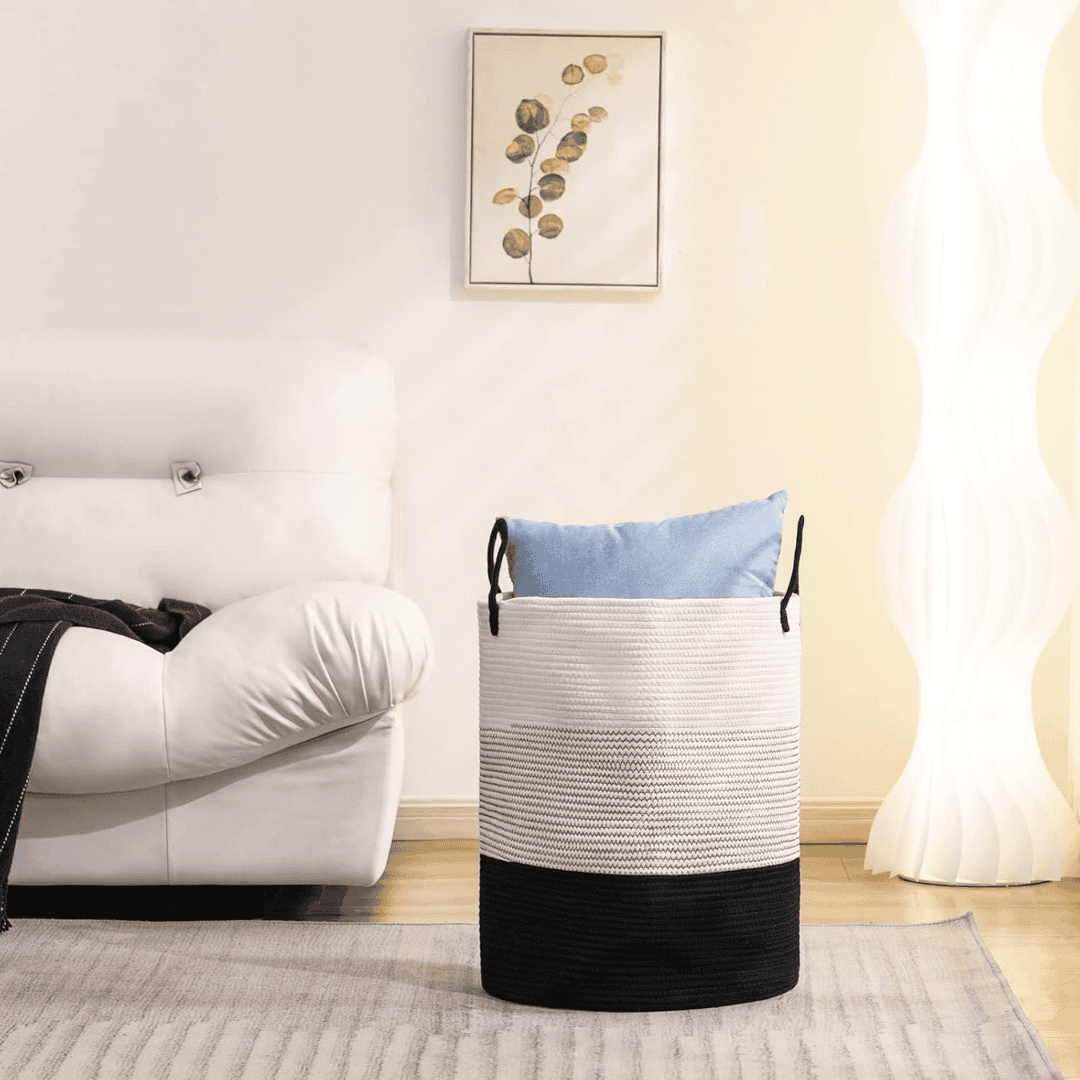 Black-White Cotton Rope Basket