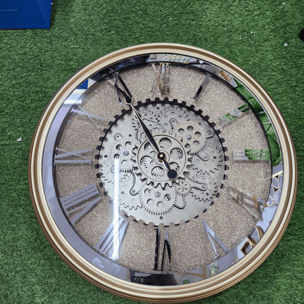 Vintage Wall Clock with Rotating Gears