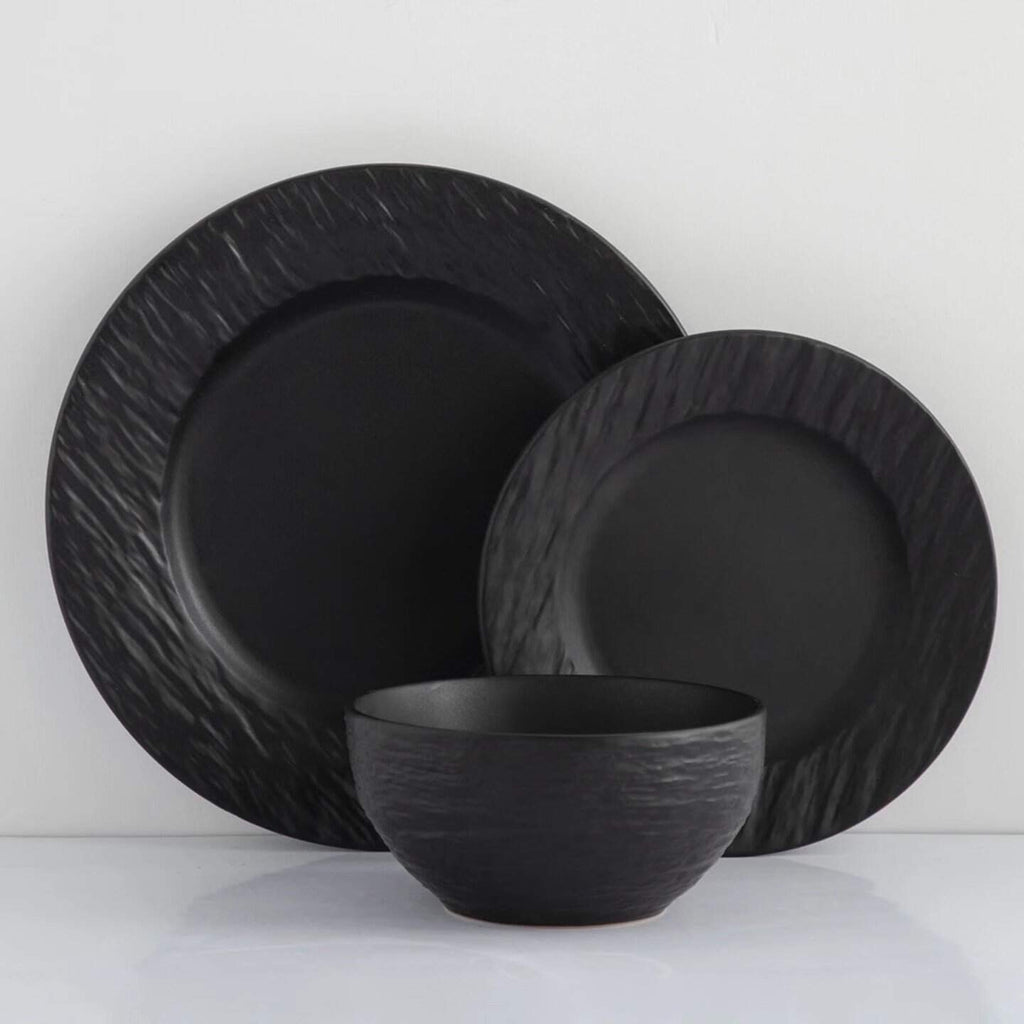 24pcs Black Plain Dinner Set