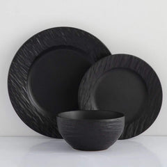 24pcs Black Plain Dinner Set