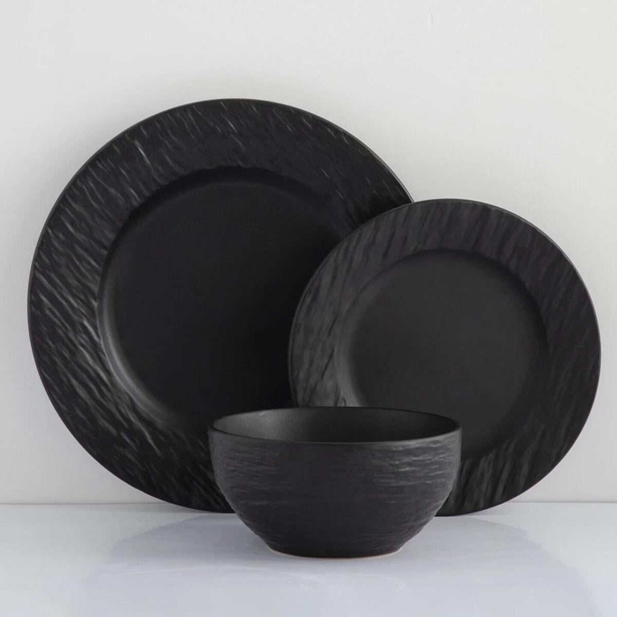 24pcs Black Plain Dinner Set