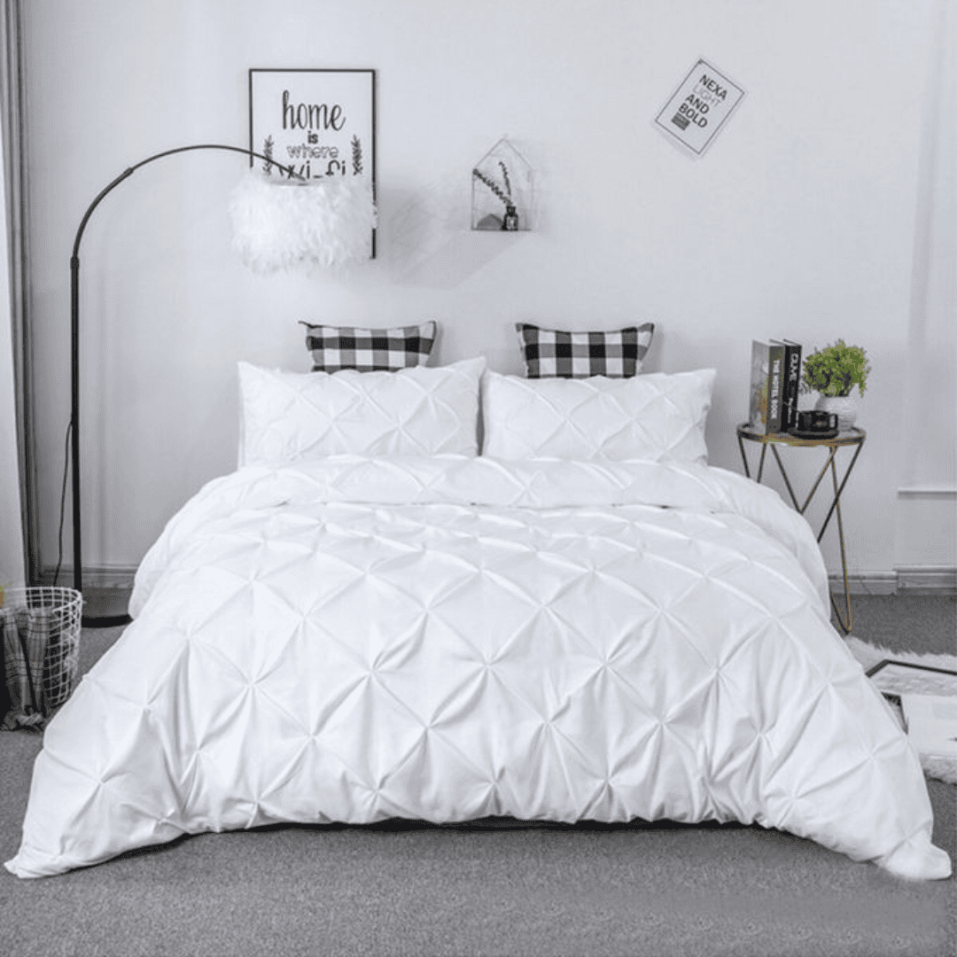 3pcs Pinch Pleat Pintuck Duvet Cover Set