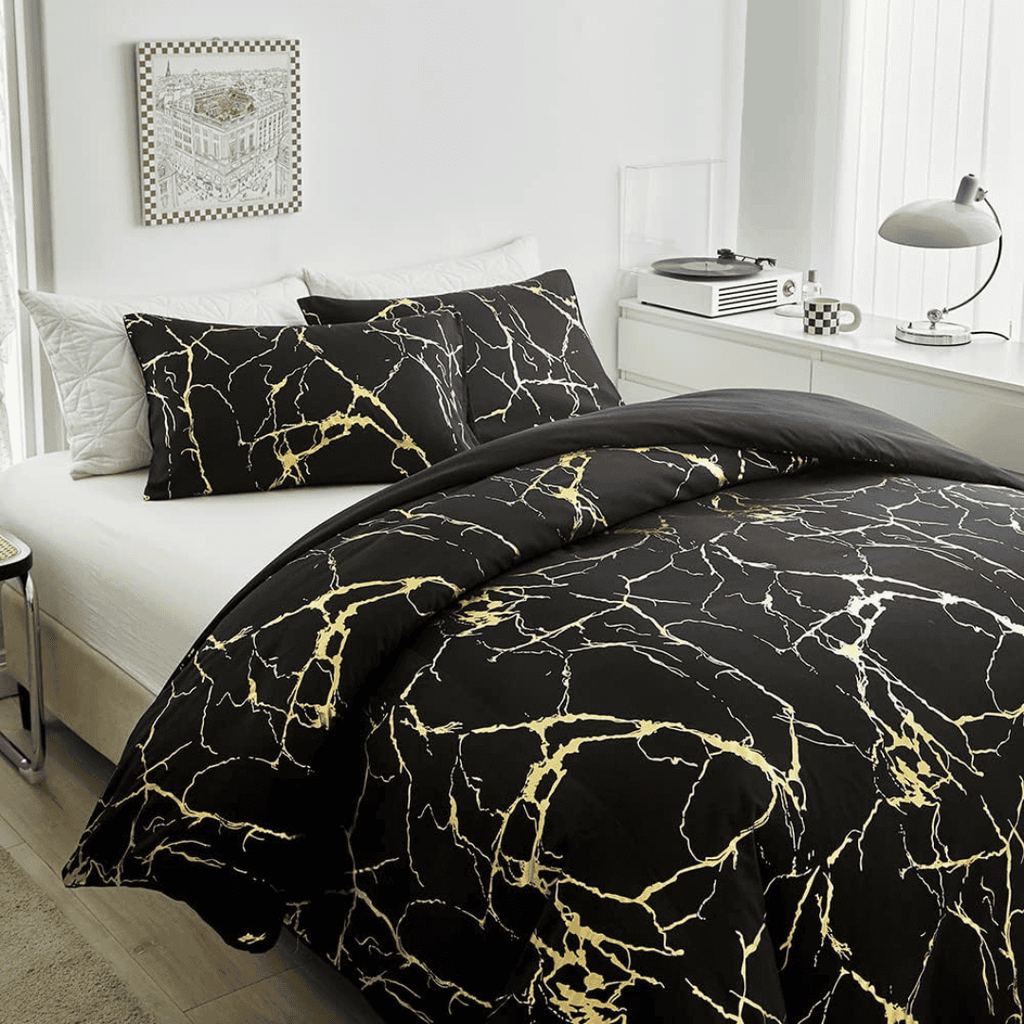Marble Printed 3 Piece Luxury Microfiber Down Comforter Quilt Cover Set
