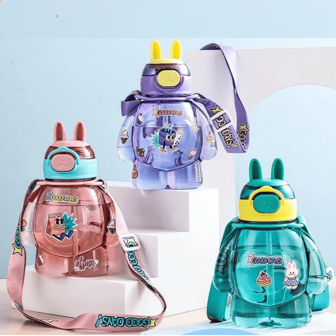 Kids Water Bottles with Straw and Strap