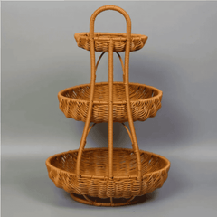 3-Tier Handmade Rattan Fruit Rack