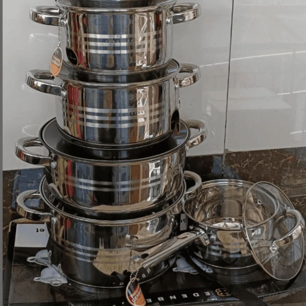 12pcs Stainless Steel Cooking Pots Set