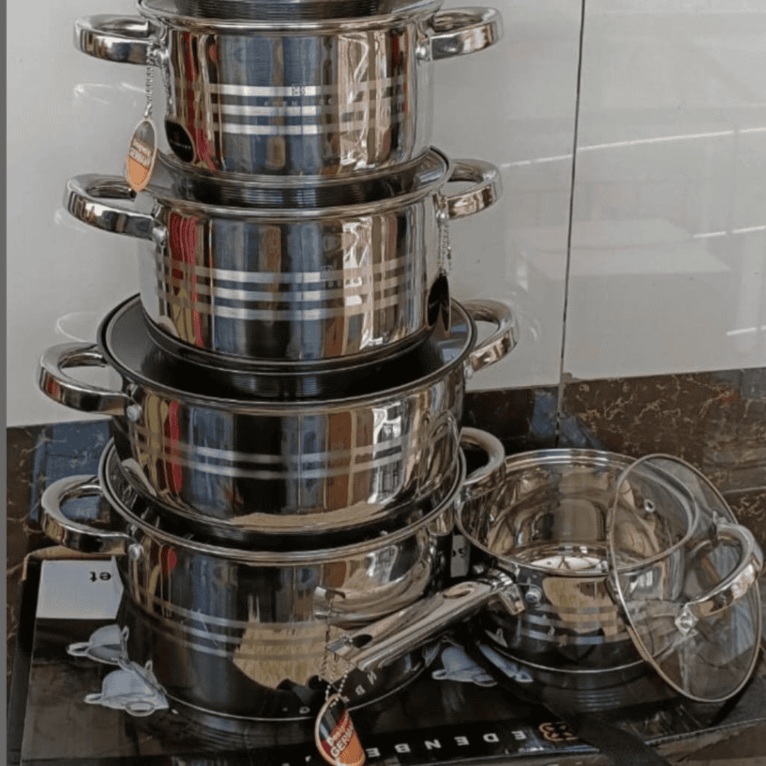 12pcs Stainless Steel Cooking Pots Set