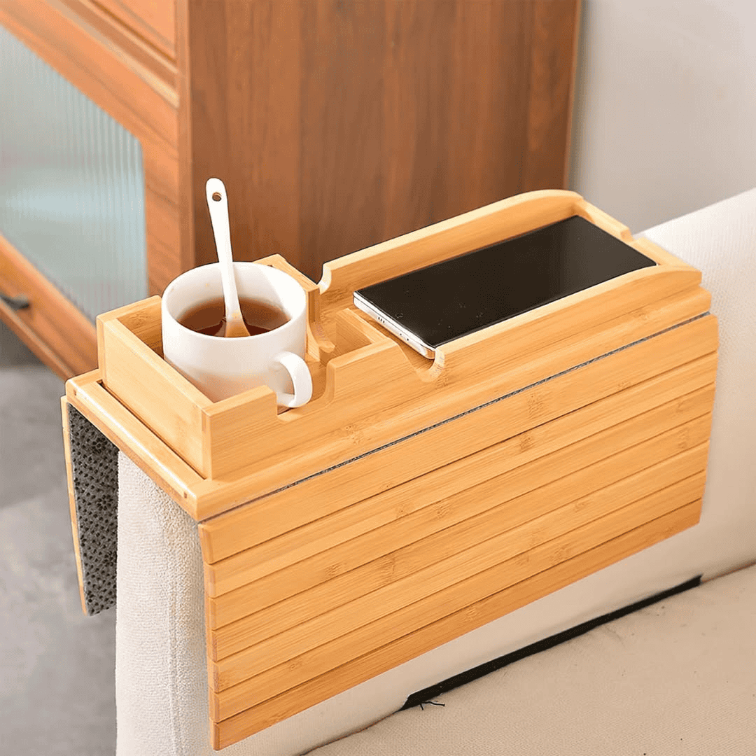Bamboo Sofa Arm Rest Organizer