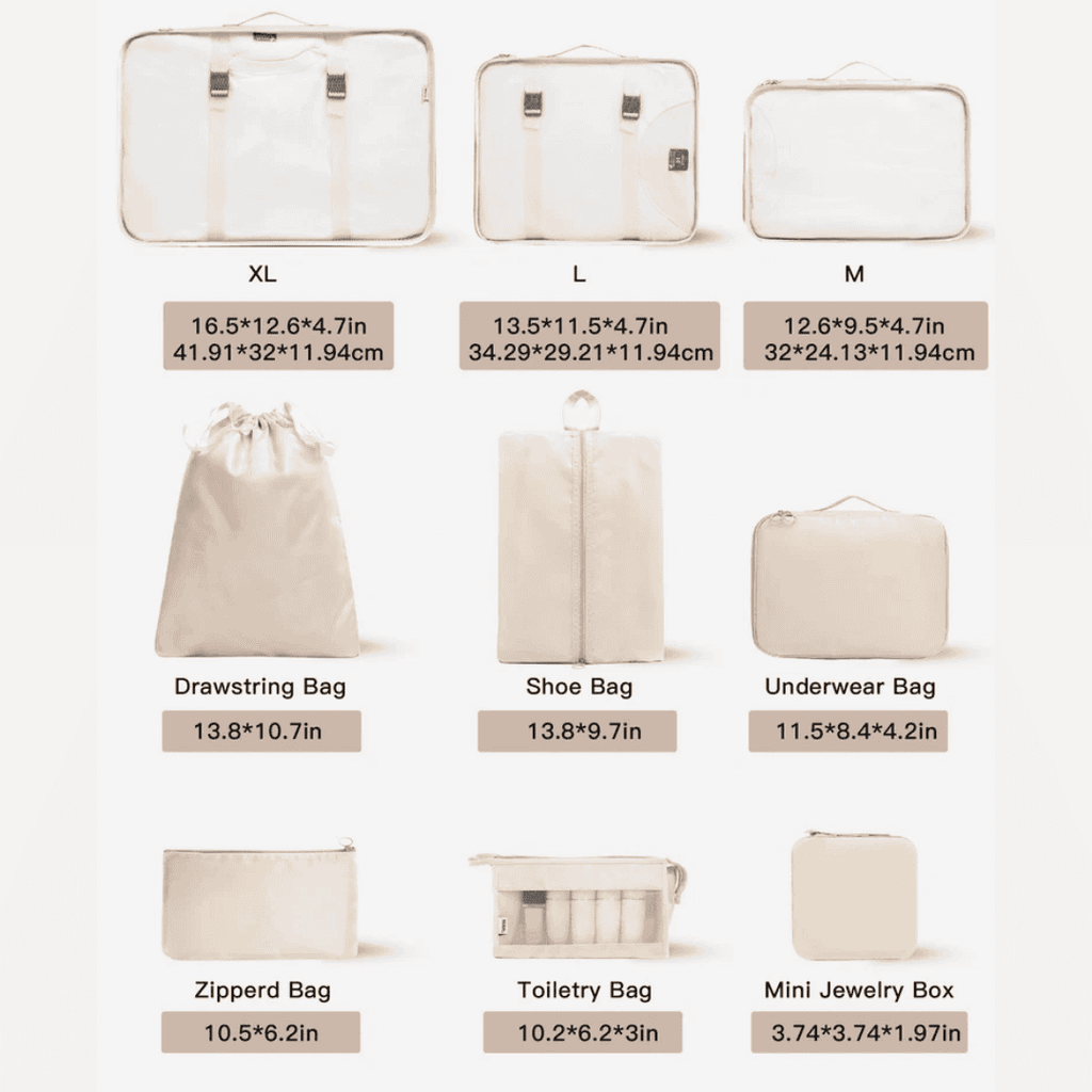9pcs Luggage Travel Organizers for Suitcase