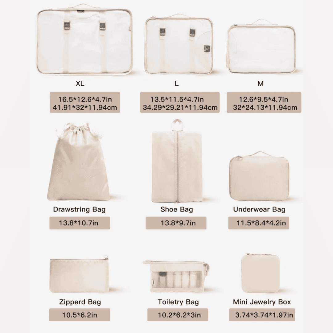 9pcs Luggage Travel Organizers for Suitcase