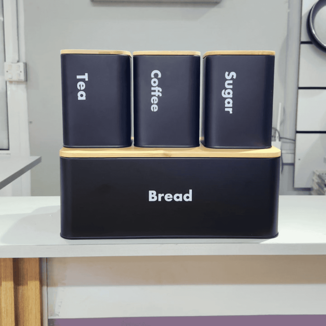 Alloy Bread Bin with Three Canister Set