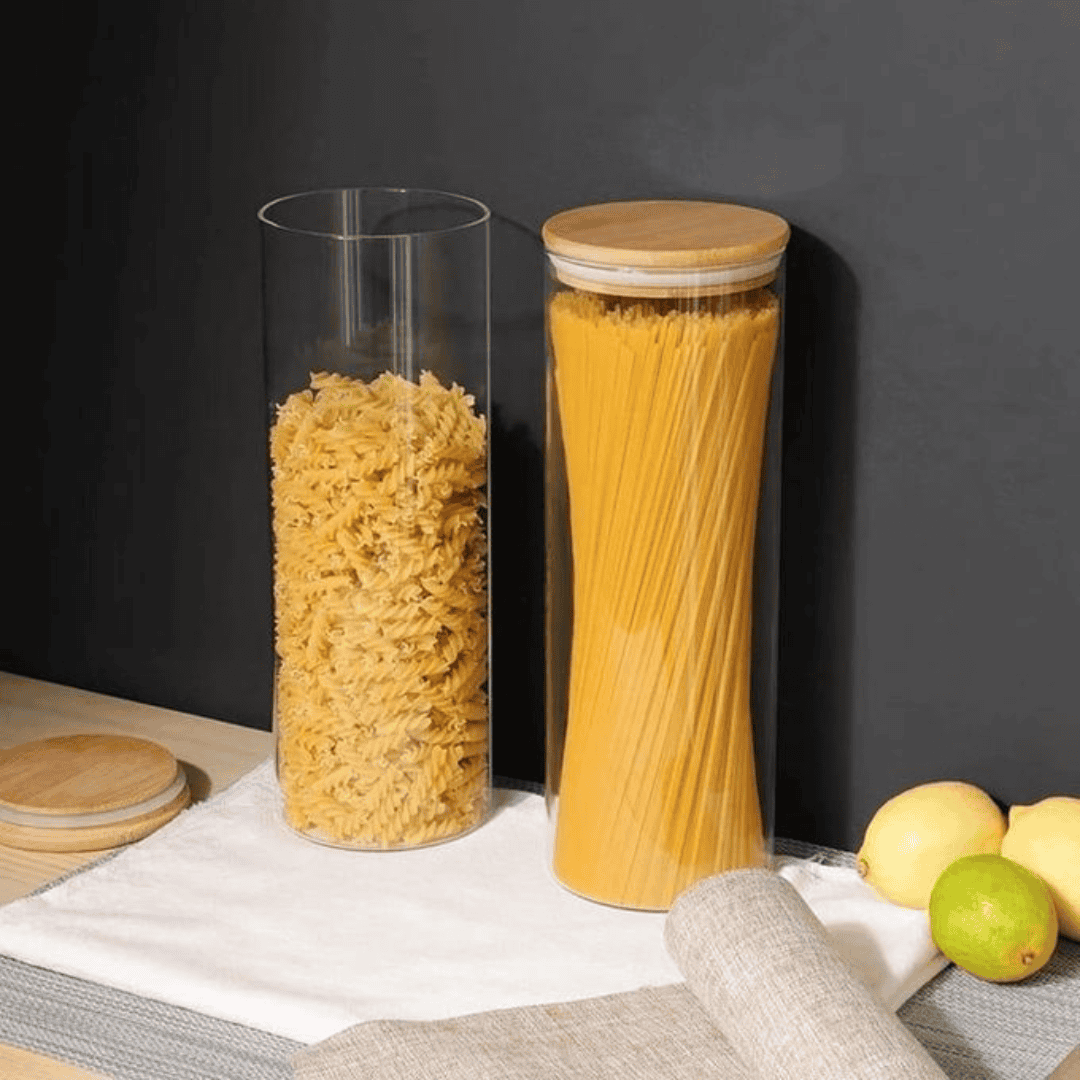 Spaghetti/Cereal Storage Jars with Bamboo Lid