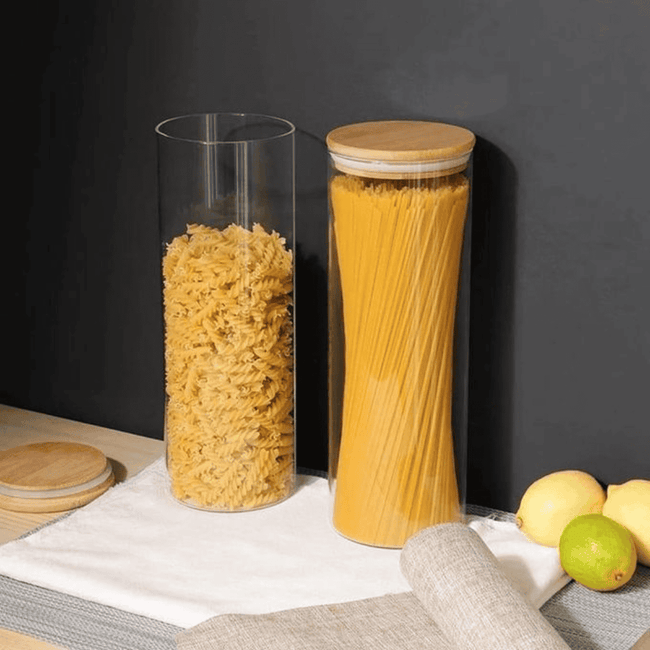 Spaghetti/Cereal Storage Jars with Bamboo Lid