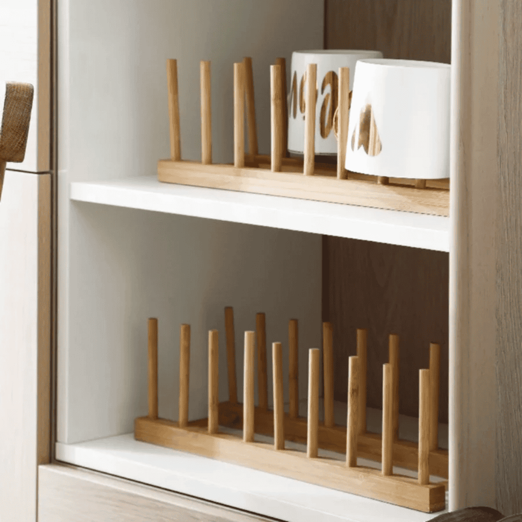 8-Slot Bamboo Plate Rack