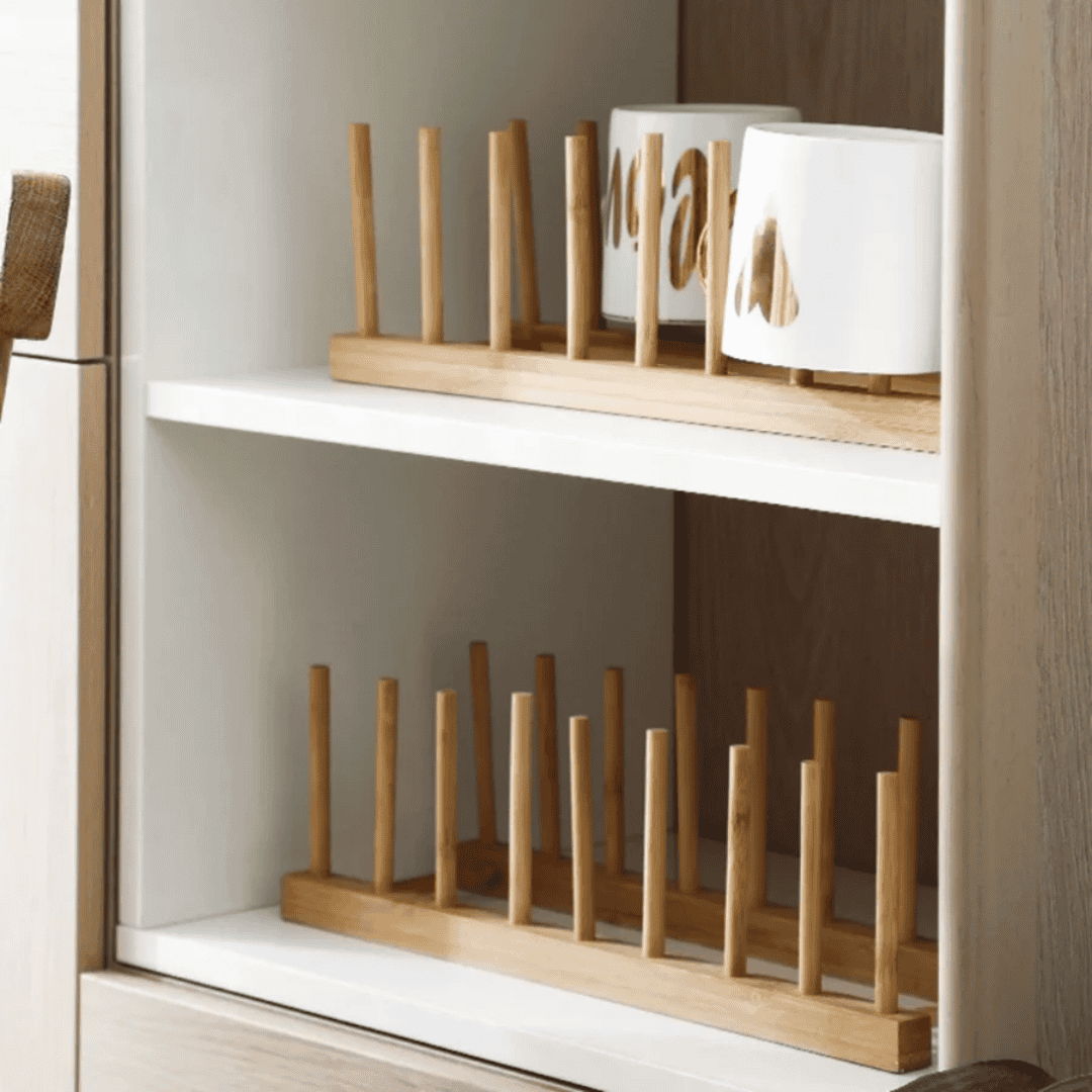 8-Slot Bamboo Plate Rack