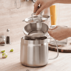 Stainless Steel Oil Strainer Pot with Frying Basket Filter